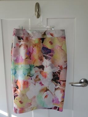 Ted Baker Multicolor Pastel Watercolor Floral Pencil Skirt